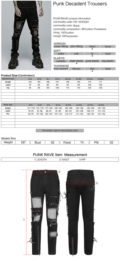 Punk Decadent Trousers (Black) (✦ Punk Rave) WK-503XCM
