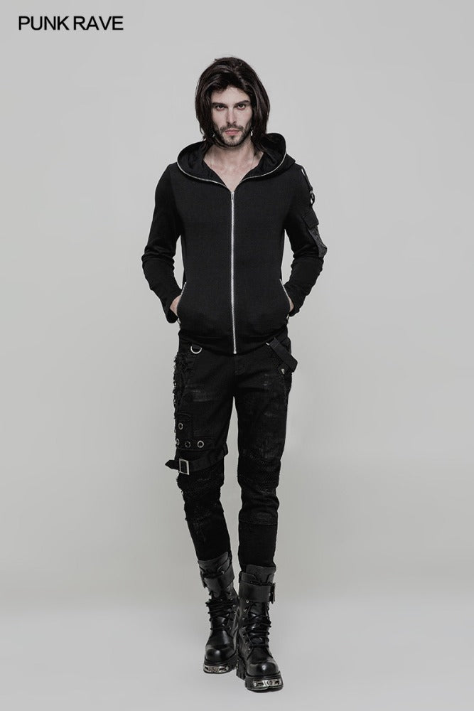 Personality broken mesh black skinny trousers (✦ Punk Rave) WK-319ncm
