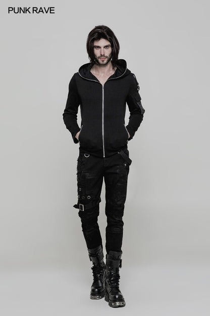 Personality broken mesh black skinny trousers (✦ Punk Rave) WK-319ncm
