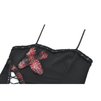 Plaid Cross Strap Top (✦ Dark In Love) TW676