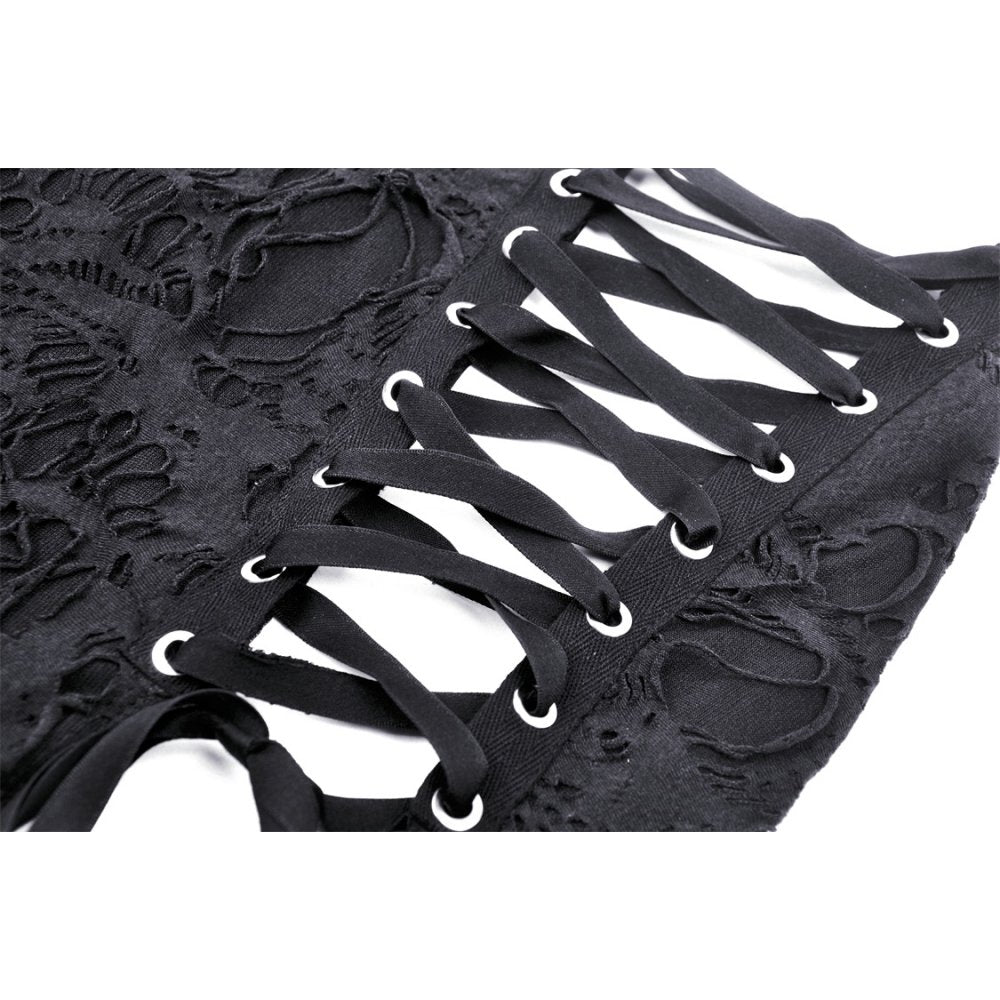 Punk sexy bare legs long shredded skirt (✦ Dark In Love)