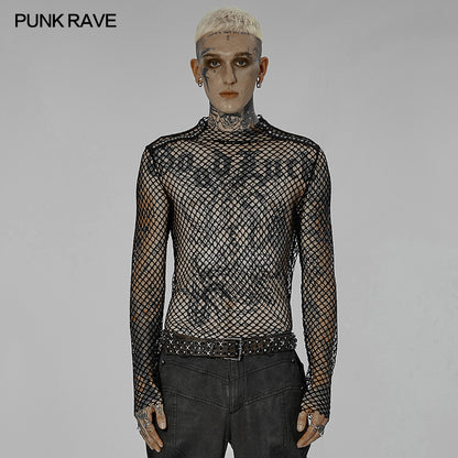 Punk Sexy Gauze Hollow Out T-Shirt (✦ Punk Rave) WT-756TCM