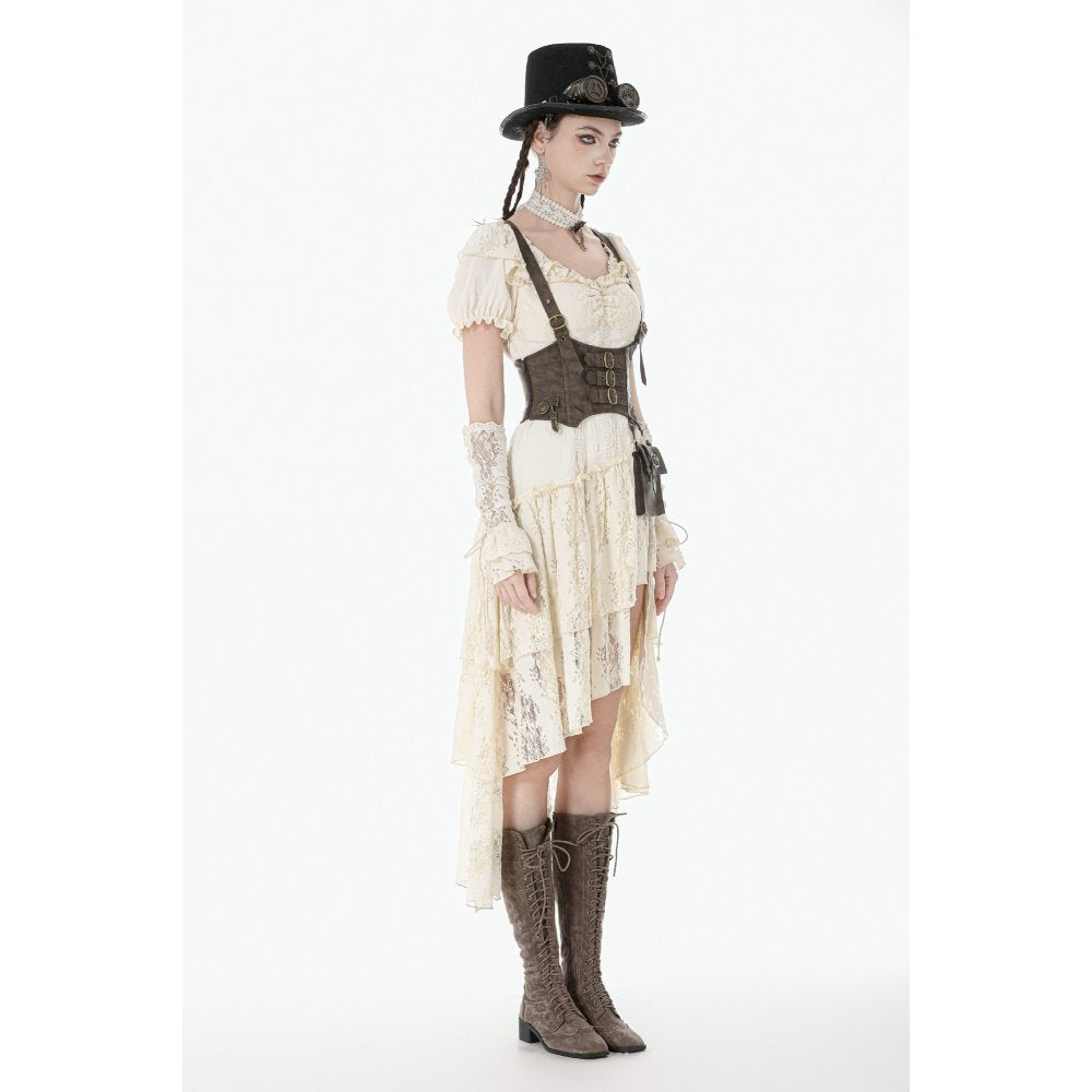 Steampunk Layered Ruffle asymmetrical Dress (✦ Dark In Love) DW1157