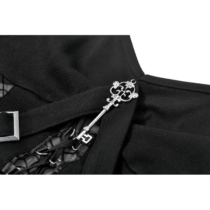 Gothic Punk Cami Top with Key Pendant (✦ Dark In Love) TW692