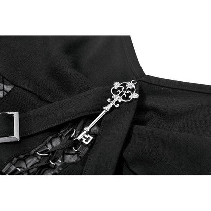 Gothic Punk Cami Top with Key Pendant (✦ Dark In Love) TW692
