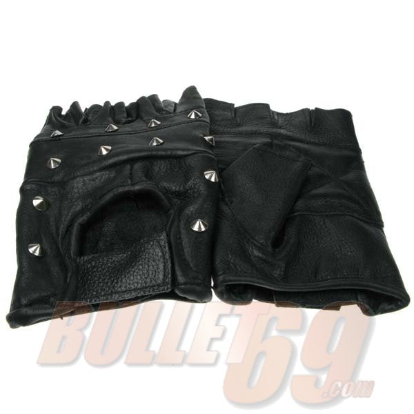 Conical Biker Leather Gloves (Black)