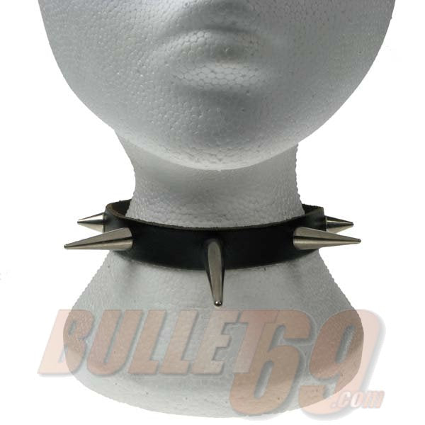 Leather Neckband: 1 Row S-M-L Cone Studs