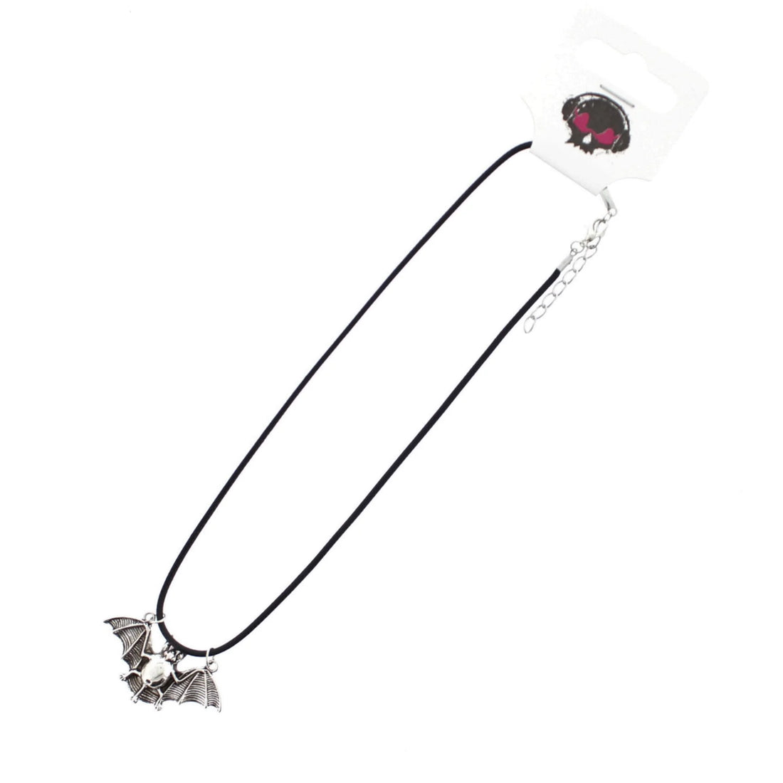 Silver Bat Corded Necklace