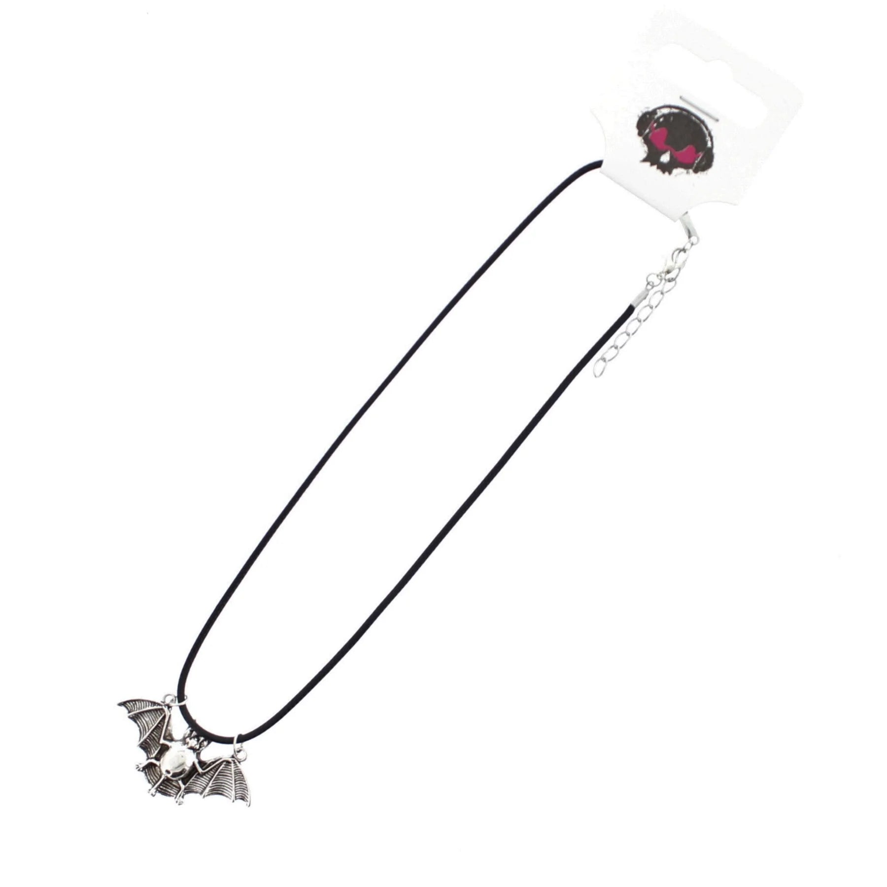 Silver Bat Corded Necklace