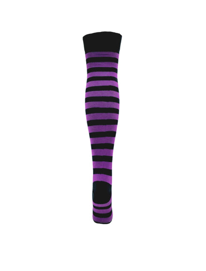 Overknee Socks (Black &amp; Purple Thick Striped)