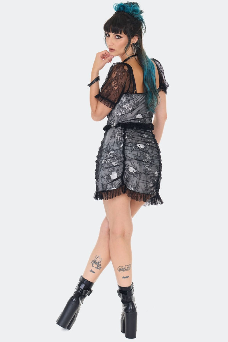 Witchy Lace Ruched Mini Skirt (✦Jawbreaker)
