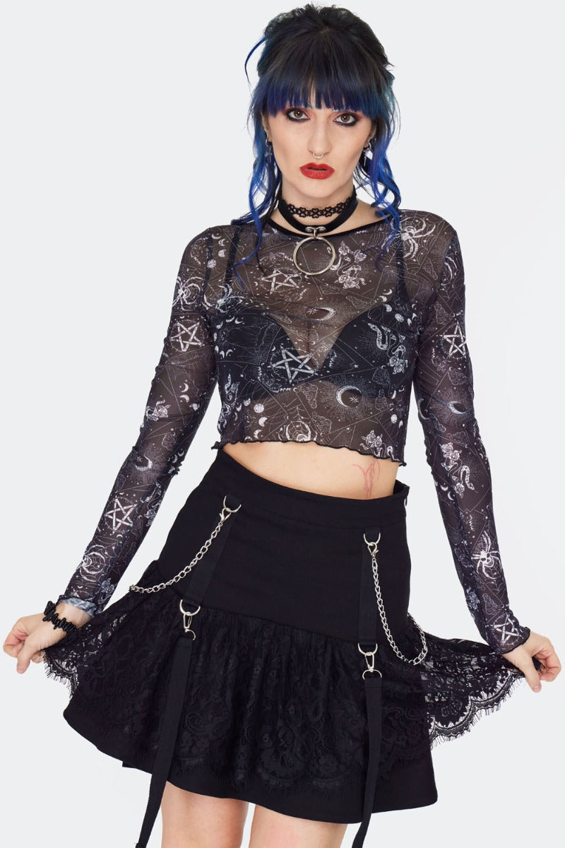 Tarot Deck Mesh Crop Top (✦ Jawbreaker)