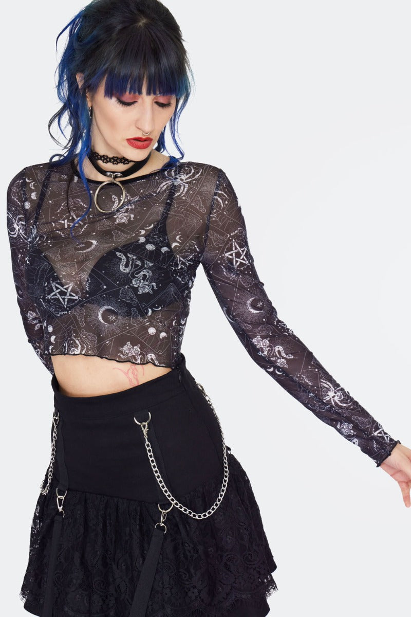 Tarot Deck Mesh Crop Top (✦ Jawbreaker)
