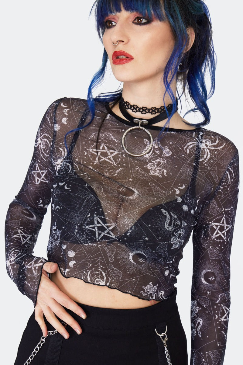 Tarot Deck Mesh Crop Top (✦ Jawbreaker)