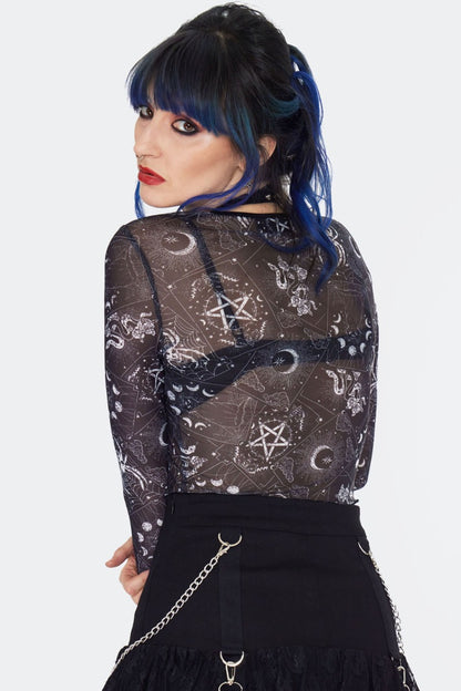 Tarot Deck Mesh Crop Top (✦ Jawbreaker)