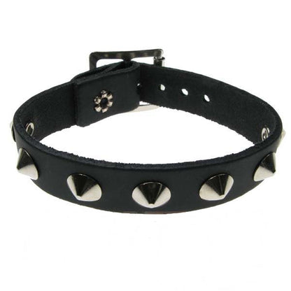 Leather Wristband: 1 Row Conical Studs