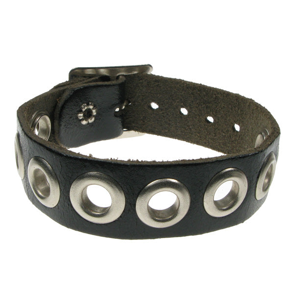 Leather Wristband: 1 Row Eyelet